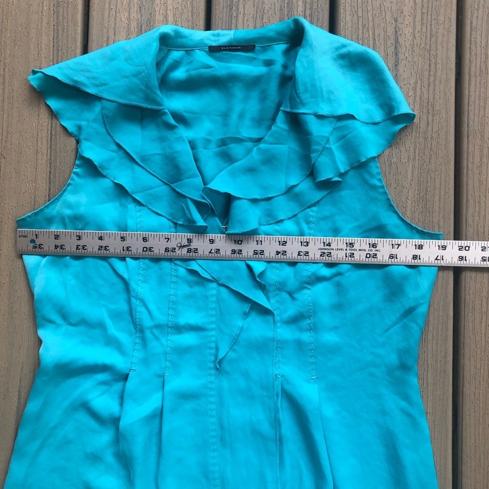 Elie Tahari Turquoise Ruffle Midi Dress Size S - Picture 7 of 8